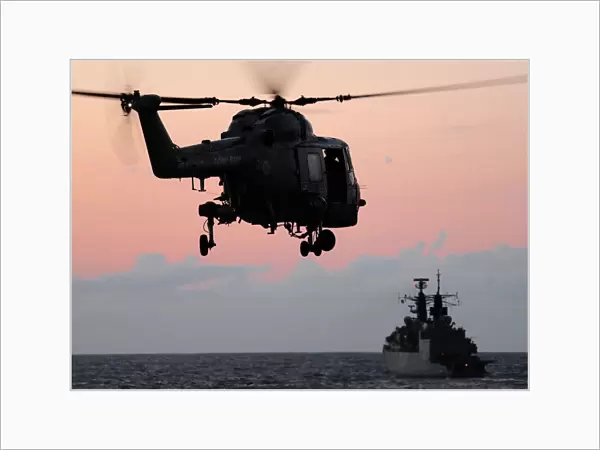 Stores Transfer by Lynx Helicopter to HMS Westminster off Libya