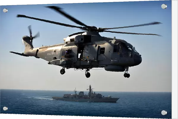 HMS Monmouths Merlin Helicopter in the Middle East