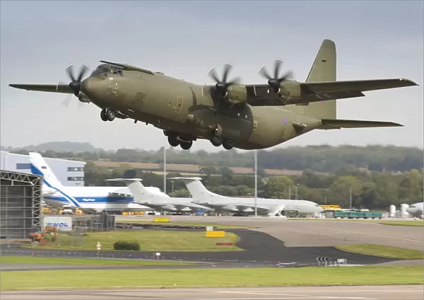 Image of a Hercules C130 aircraft, taking off from RAF Brize Norton
