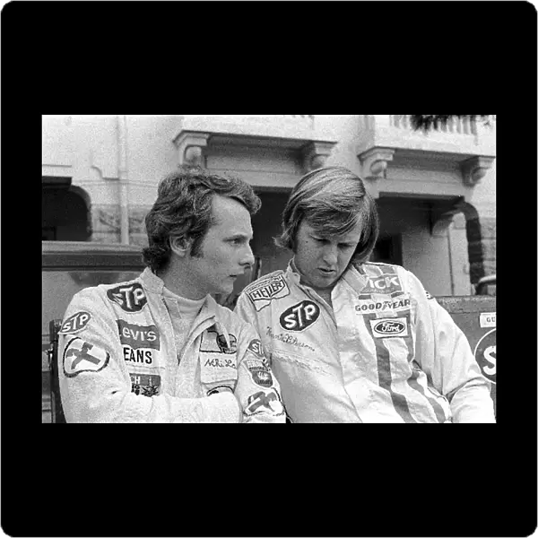 Formula One World Championship: March team mates Niki Lauda left, and Ronnie Peterson