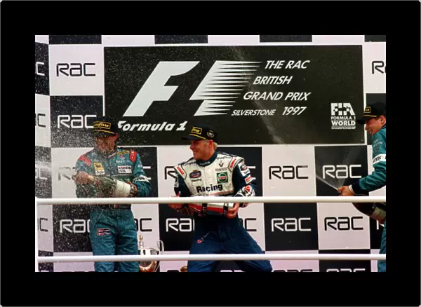 1997 BRITISH GP. Jacques Villeneuve wins the race, beating Jean Alesi