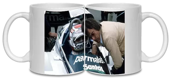 Sutton Motorsport Images Catalogue: Nelson Piquet Brabham BT50 talks with Brabham team owner Bernie Ecclestone