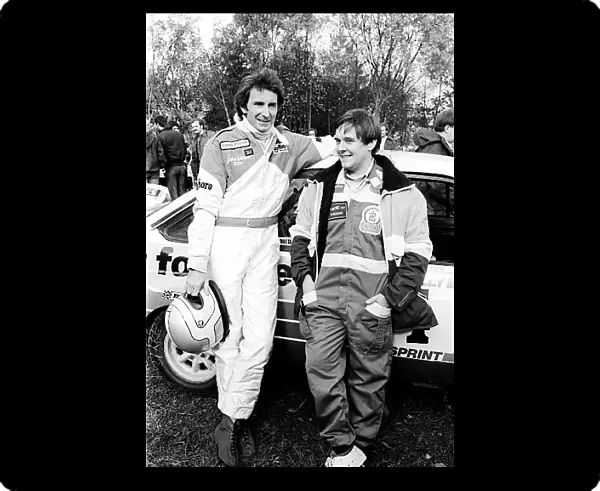 Texaco Rallysprint: John Watson Formula One Driver talks with Russell Brookes Rally Driver