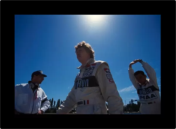 Formula One World Championship: Tyrrell team mates, Stefano Modena and Satoru Nakajima, right