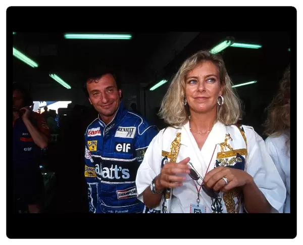 Portuguese Grand Prix: Riccardo Patrese Williams Renault FW14 - Winner - and his wife Suzy