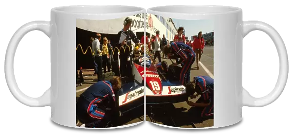 Formula One World Championship: Ayrton Sennas Toleman recieves some attention in the pits
