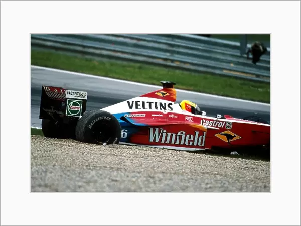 Formula One World Championship: Ralf Schumacher Williams FW21 spins off into retirement attempting to overtake Pedro Diniz Sauber