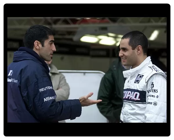 Formula One Testing: Marc Gene Williams Test Driver talks with Juan Pablo Montoya Williams