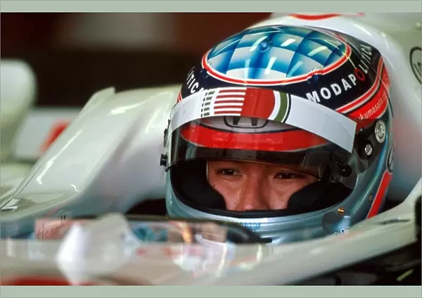 Formula One World Championship: Test driver Takuma Sato BAR Honda 003 prepares for action