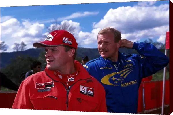 FIA World Rally Championship: L-R: Tommi Makinen, Juha Kankkunen