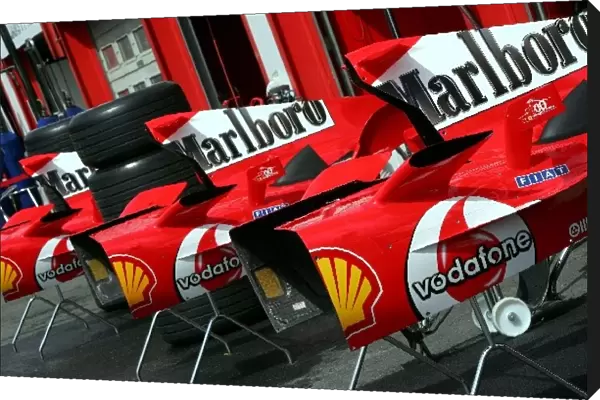Formula One World Championship: Ferrari F2004 bodywork in the pitlane