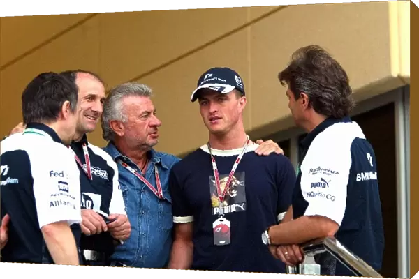 Formula One World Championship: Willi Weber Manager of the Schumacher brothers and Ralf Schumacher Williams in discussion