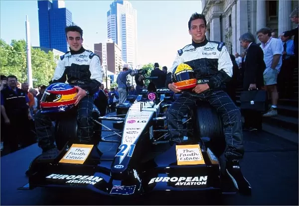 Formula One World Championship: Fernando Alonso and Tarso Marques with the Minardi PS01