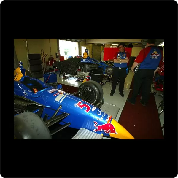 Indy Racing League: Red Bull Team Cheever feature. All three cars are prepared for todays practice for the Indianapolis 500, Indianapolis Motor Speedway