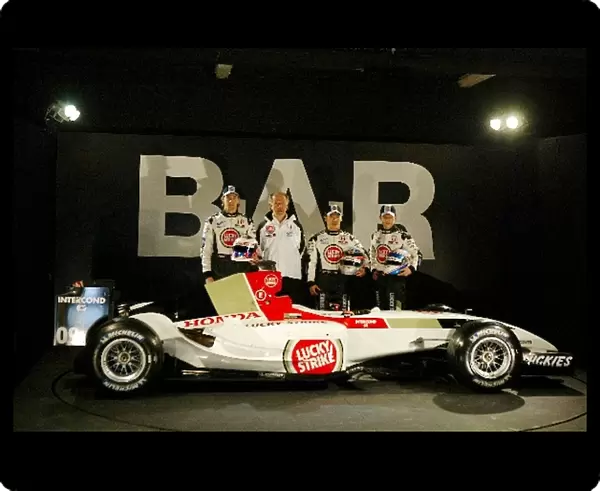 BAR Honda 006 Car Launch: Jenson Button BAR, David Richards BAR Team Principal, Takuma Sato BAR and Anthony Davidson BAR Test Driver with the