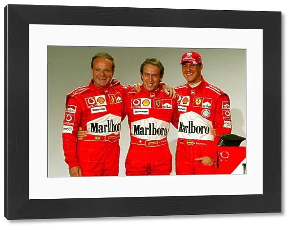 Ferrari Launch: Rubens Barrichello Ferrari, Luca Badoer Ferrari Test Driver and Michael Schumacher Ferrari