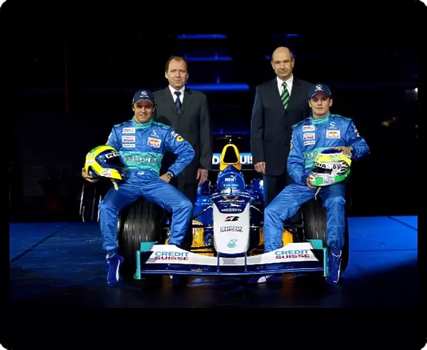 Sauber C23 Formula One Launch: Felipe Massa Sauber, Willy Rampf Sauber Technical Director, Peter Sauber Sauber Team Principal and Giancarlo