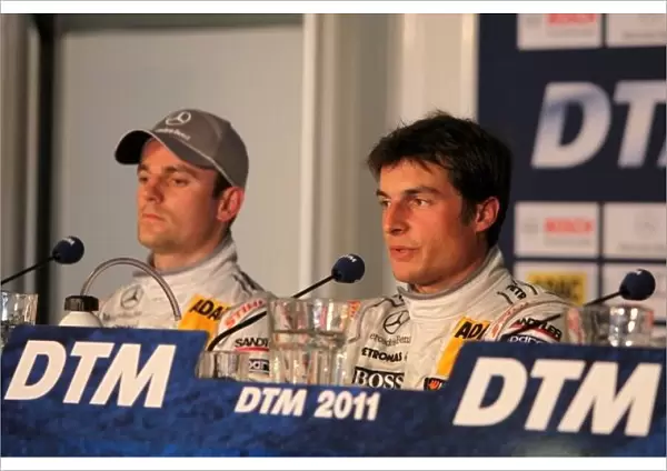 DTM. Post-qualifying press conference with (l-r) Jamie Green 