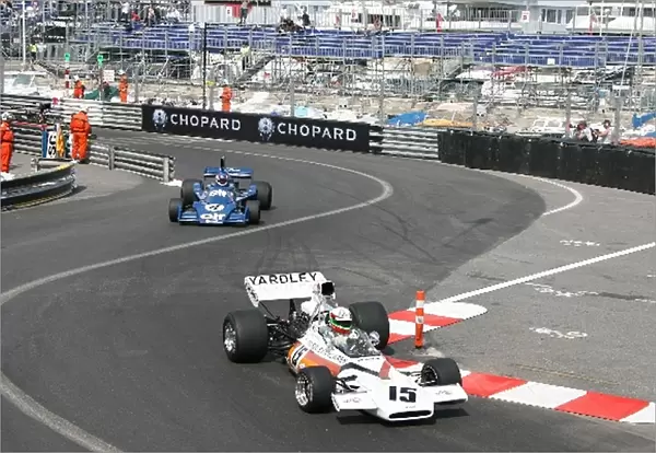 Monaco Historic Grand Prix: Roberto Crippa McLaren M19A leads Jeffrey Lewis Tyrrell 007