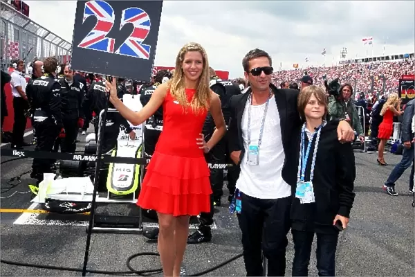Formula One World Championship: DJ Dan Williams the husband of Jade Jagger on the grid with son Lucas Jagger