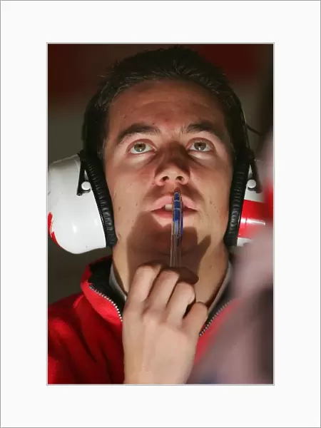 Formula 1 Testing: A Toyota engineer: Formula 1 Testing, Barcelona, Spain, 12 April 2006