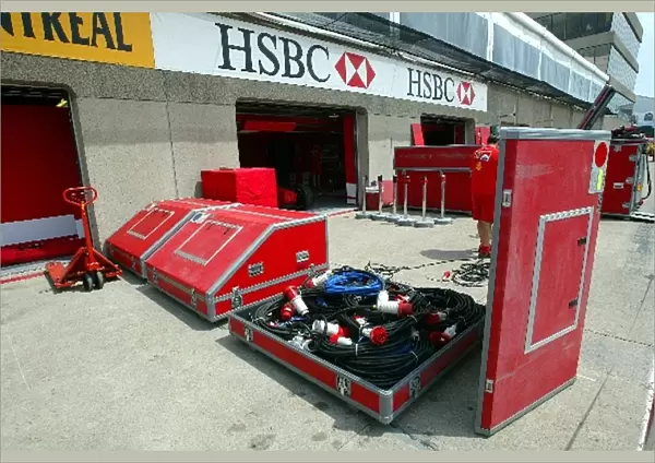 Formula One World Championship: Ferrari equipment in the pits