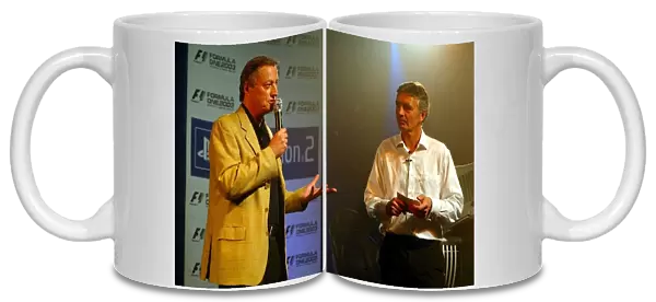 Formula One World Championship: Chris Deering, President of Sony Computer Entertainment Europe and Tony Jardine F1 ITV Studio Pundit at the