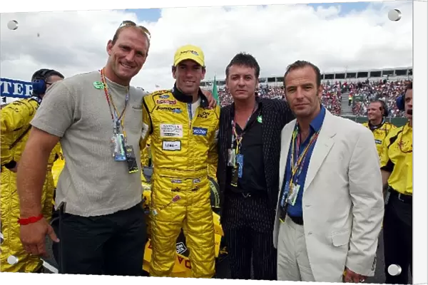 Formula One World Championship: England Rugby international Lawrence Dallaglio with Ralph Firman Jnr Jordan, Shane Ritchie Actor and Robson