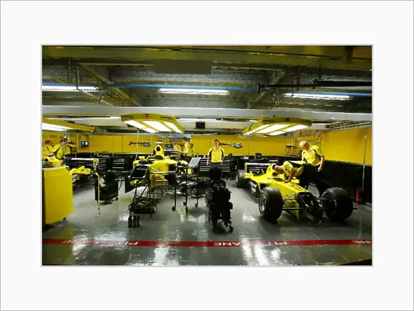 Formula One World Championship: The jordan garage at night