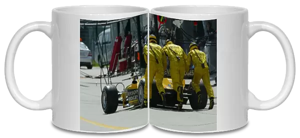 Formula One World Championship: Tenth placed Ralph Firman Jnr Jordan Ford EJ13 needs a push start after his only pit stop