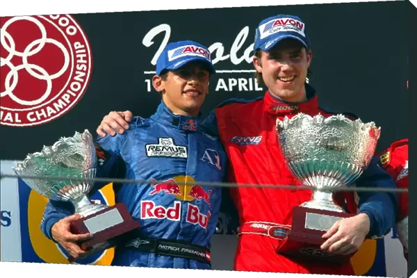 FIA F3000 International Championship: The podium: Patrick Friesacher Red Bull Junior Team F3000, second; Bjorn Wirdheim Arden International winner