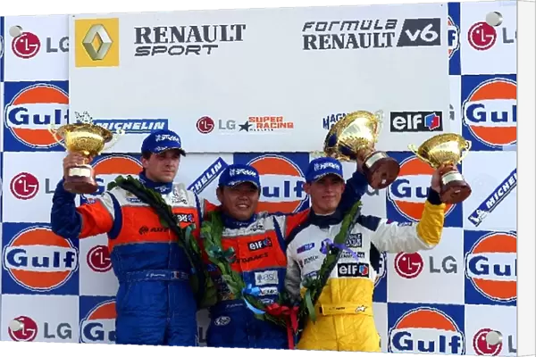 Formula Renault V6 Eurocup: Race 2 podium L to R, Tristan Gommendy Arta-Signature, Kousuke Matsuura Arta-Signature, Jose-Maria Lopez DAMS