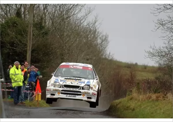 F5564. Rally winner Eugene Donnelly (IRL), Toyota Corolla, jumps on Stage 9.