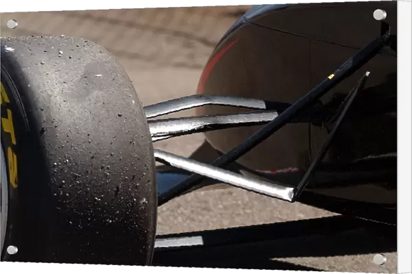 The damaged front suspension of Charles Zwolsmann (NED), Team Kolles Racing