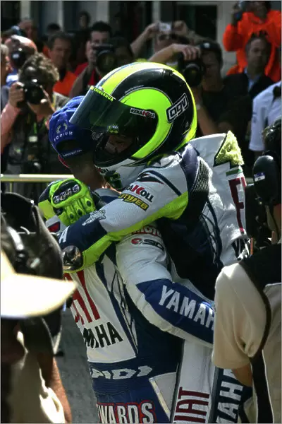 MotoGP. Valentino Rossi (ITA) Fiat Yamaha Team celebrates his win with