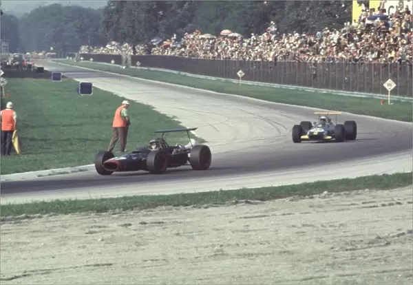 BRM P126 of Courage leads Brabham BT26 of Brabham: Italian Grand Prix, Monza 8th September 1968 Rd 9