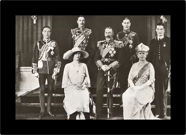 From Left To Right, The Prince Of Wales Later Edward Viii, Prince Henry The Duke Of Gloucester, The Princess Mary, Princess Royal And Countess Of Harewood, King George V, Prince Albert Of York, Later George Vi, Queen Mary Of Teck, And Prince George, Duke Of Kent. From The Story Of 25 Eventful Years In Pictures, Published 1935
