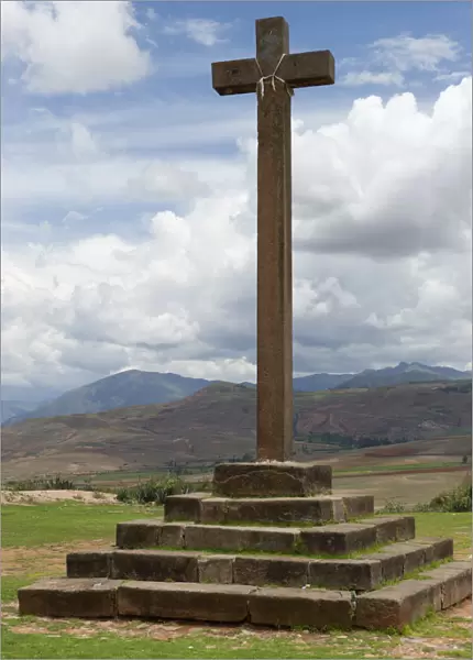 Temple Cross In Sacred Valley; Maras Peru