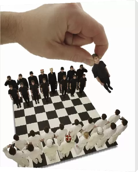 Chess Being Played With Little People