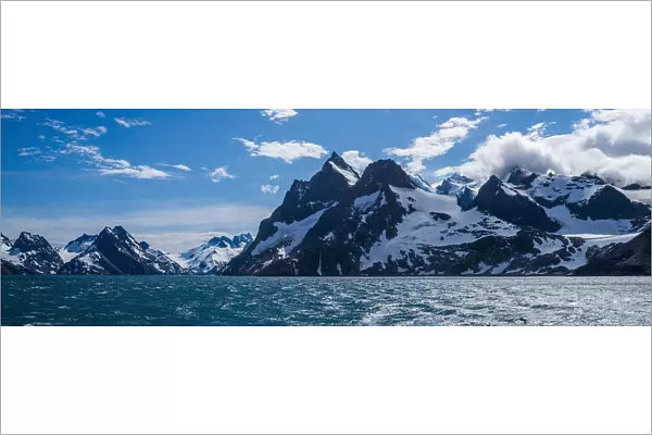 Panorama Of Mountains At Entrance To Fjord; Antarctica