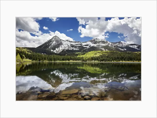 Snowcapped East Beckwith Mountain In The Background Reflected In Lost Lake Slough; Colorado, United States Of America