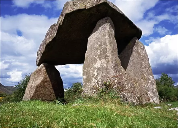 Stone Structures On A Landscape, Poulnabrone Dolmen, The Burren, County Clare, Republic Of Ireland