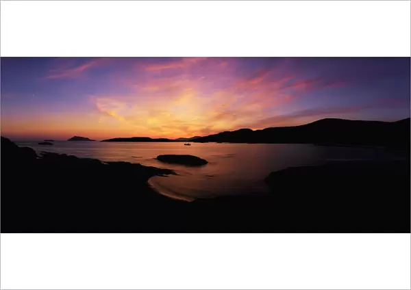 Derrynane Bay, Ring Of Kerry, Co Kerry, Ireland; Sunset Over A Bay