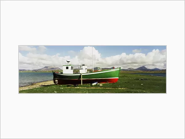 County Donegal, Ireland; Boat Docked On Shore