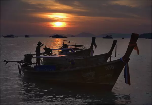 Boats At Sunset, Krabi, Thailand