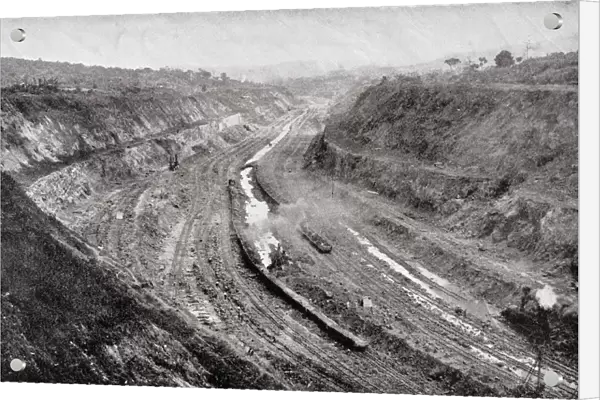 Culebra Cut From West Bank Showing Shovels At Work. From The Book The Panama Canal By J. Saxon Mills Published Early 1900S