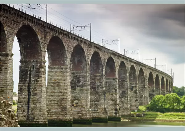 A Bridge With Arches And Power Lines On Top; Berwick Northumberland England
