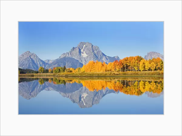 USA, Grand Teton National Park; Wyoming, Mount Moran In Distance, Landscape Of Oxbow Bend On Snake River