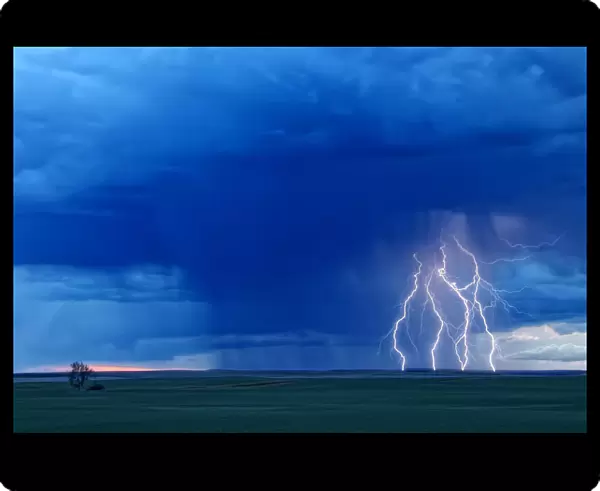 Multiple Lightning Strikes During A Storm Near Val Marie, Saskatchewan