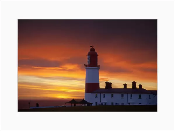 Souter Lighthouse at Sunset; Whitburn, Tyne And Wear, England